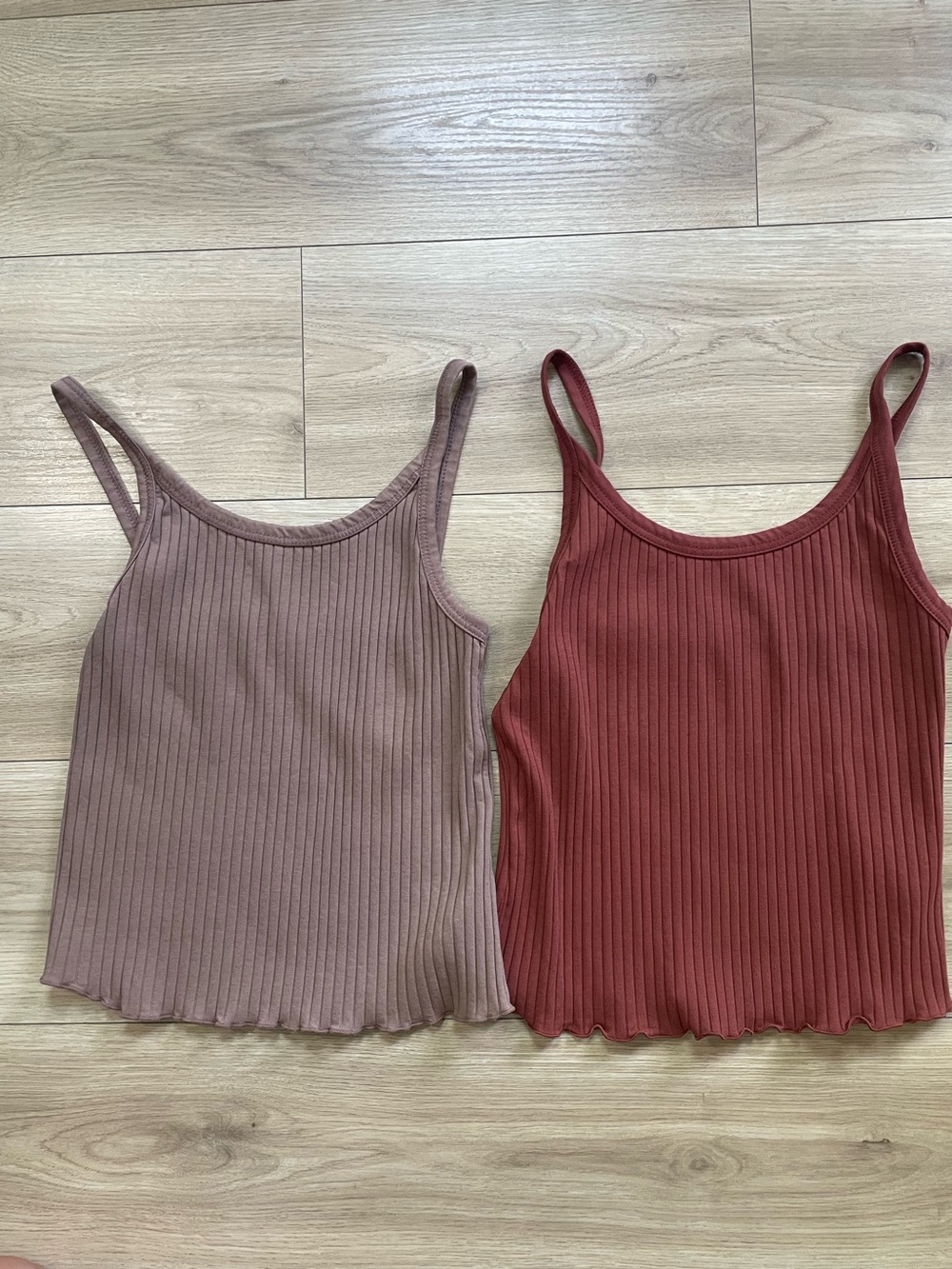 Old Navy Ribbed Double Tank Set - Mauve and Rust